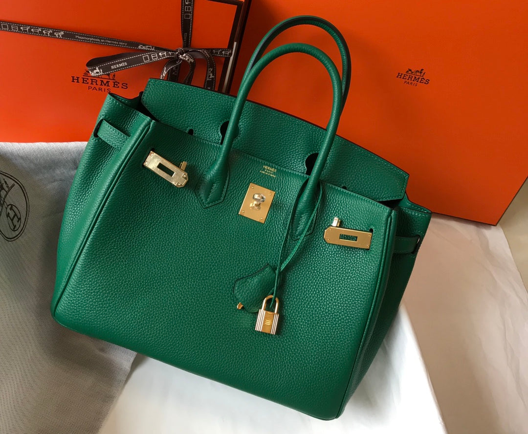 HM BIRKIN CUIR TOGO VERT QUINCAILLERIE DORÉ