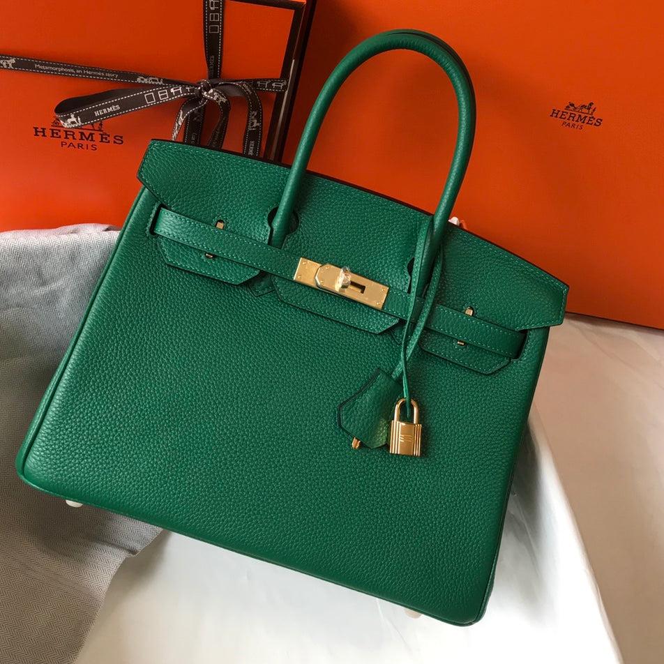 HM BIRKIN CUIR TOGO VERT QUINCAILLERIE DORÉ