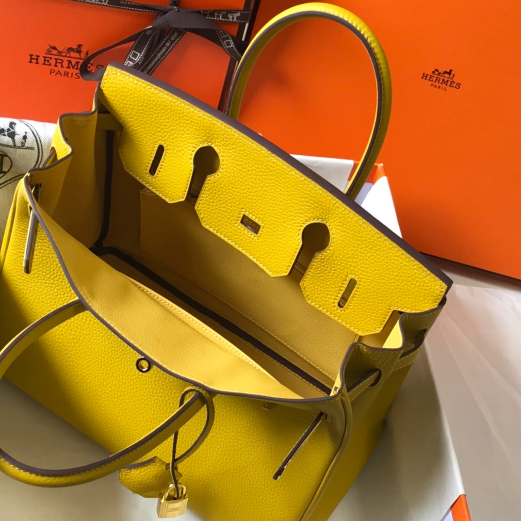 HM BIRKIN CUIR TOGO JAUNE AMBRE QUINCAILLERIE DORÉ