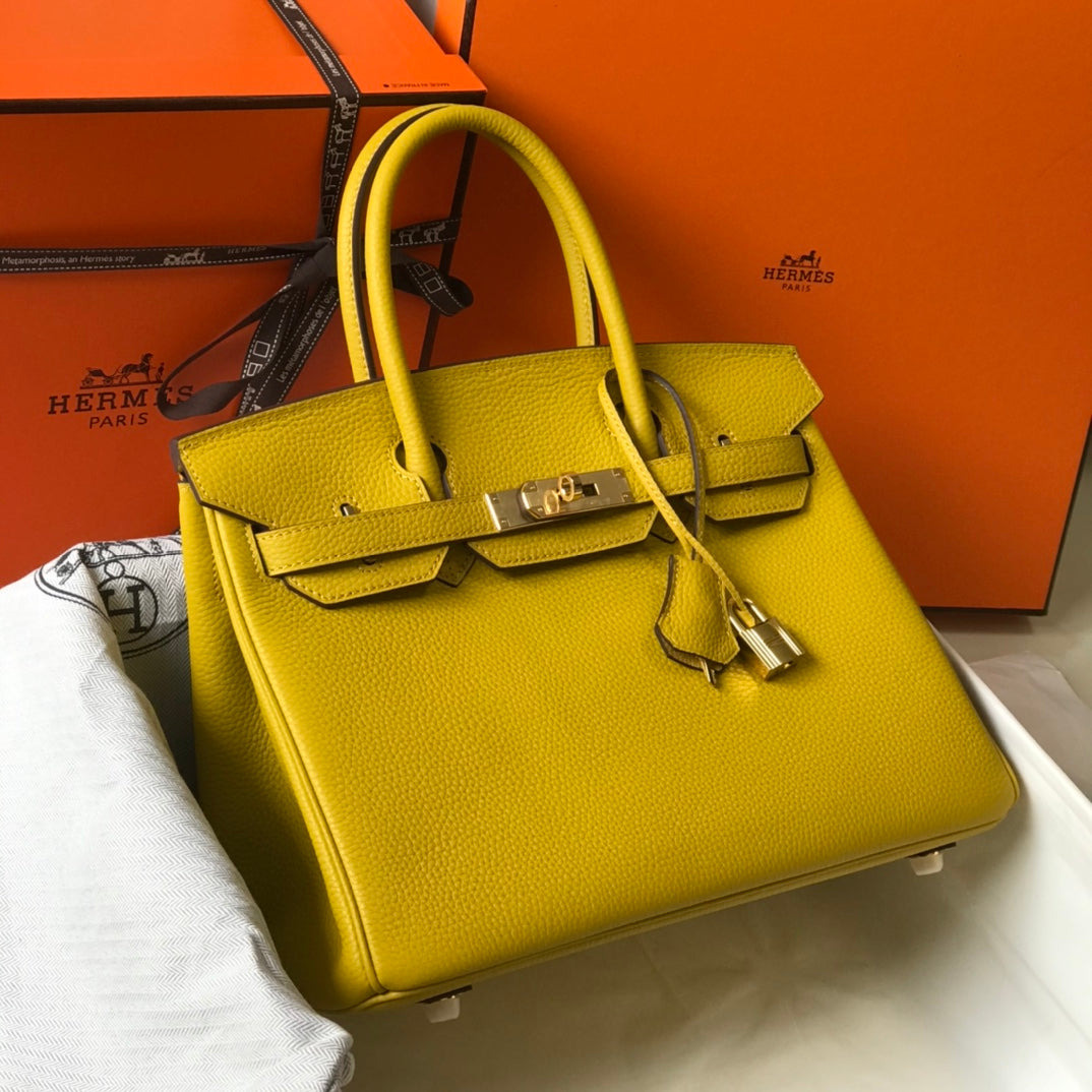 HM BIRKIN CUIR TOGO JAUNE AMBRE QUINCAILLERIE DORÉ