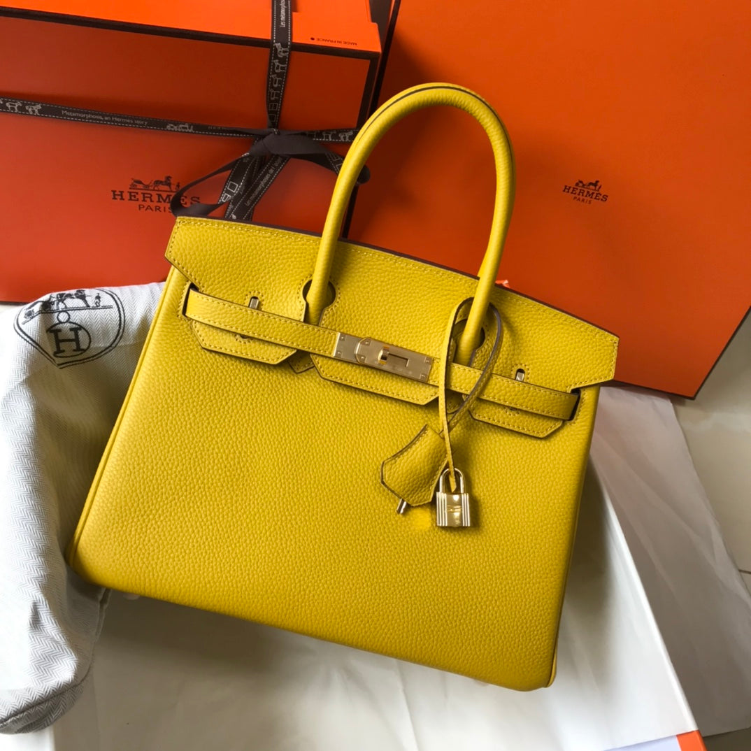 HM BIRKIN CUIR TOGO JAUNE AMBRE QUINCAILLERIE DORÉ
