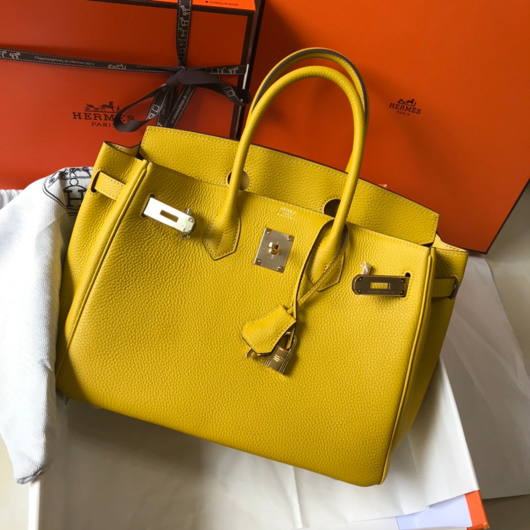 HM BIRKIN CUIR TOGO JAUNE AMBRE QUINCAILLERIE DORÉ
