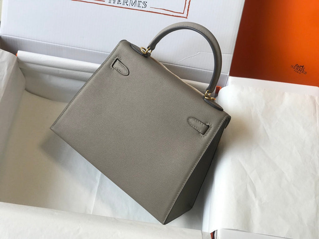 HM KELLY 32CM CUIR EPSOM GRIS FONCÉ QUINCAILLERIE DORÉ