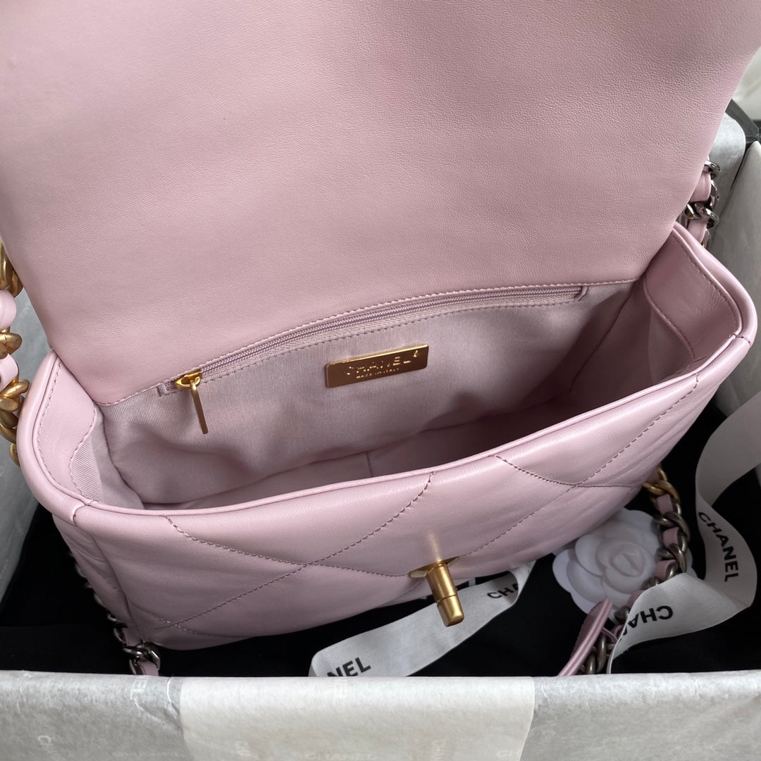19 SAC À RABAT 26 CUIR DE CHÈVRE ROSE QUINCAILLERIE DORÉ