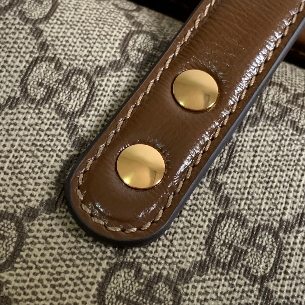 SAC GG HORSEBIT 1955 MINI 23 EN TOILE BEIGE ET CUIR DE VEAU MARRON