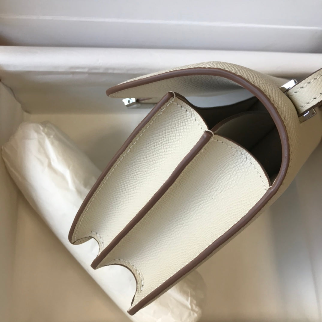 CONSTANCE 24 CREAM EPSOM LEATHER SILVER HARDWARE