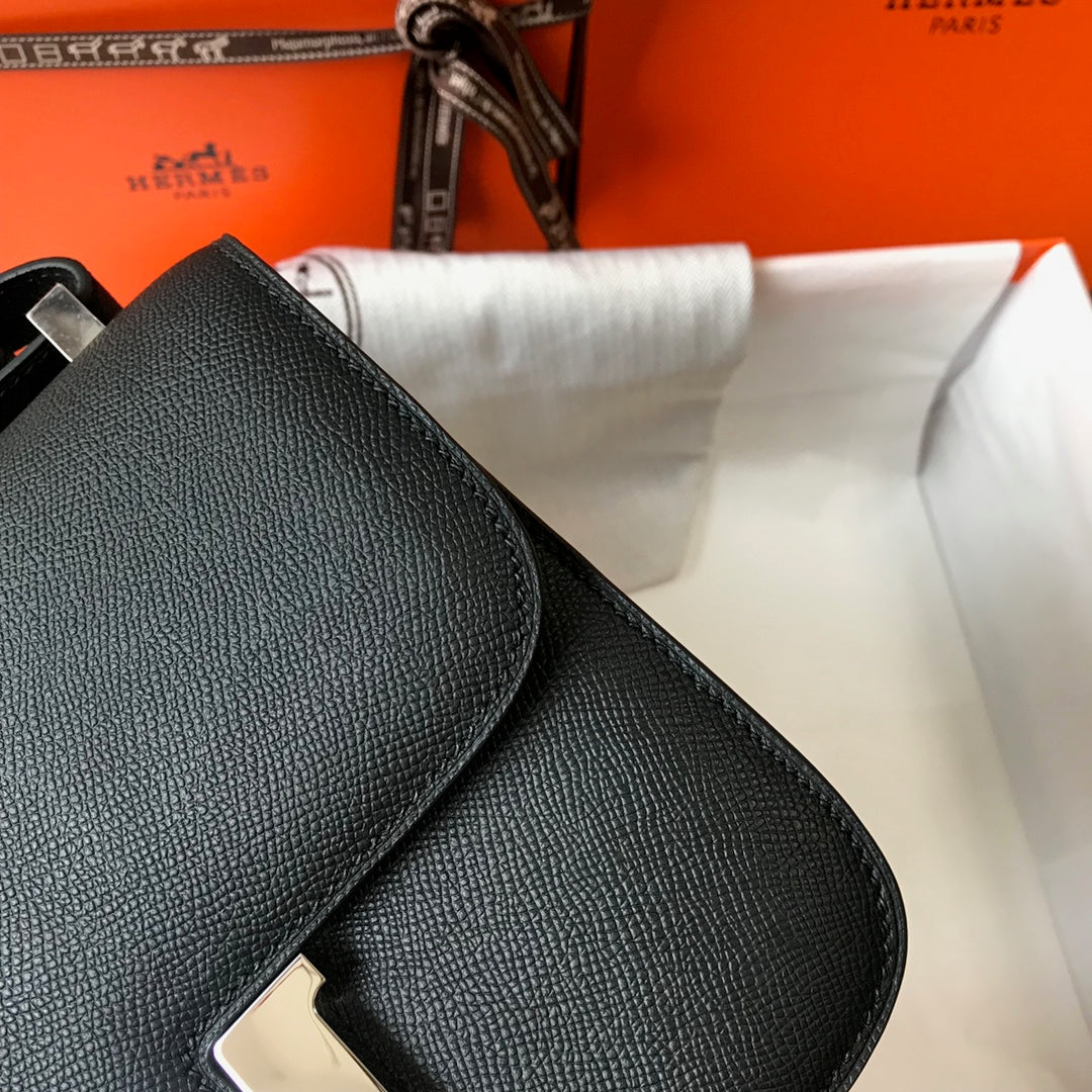 CONSTANCE 24CM EPSOM NOIR QUINCAILLERIE ARGENTÉE