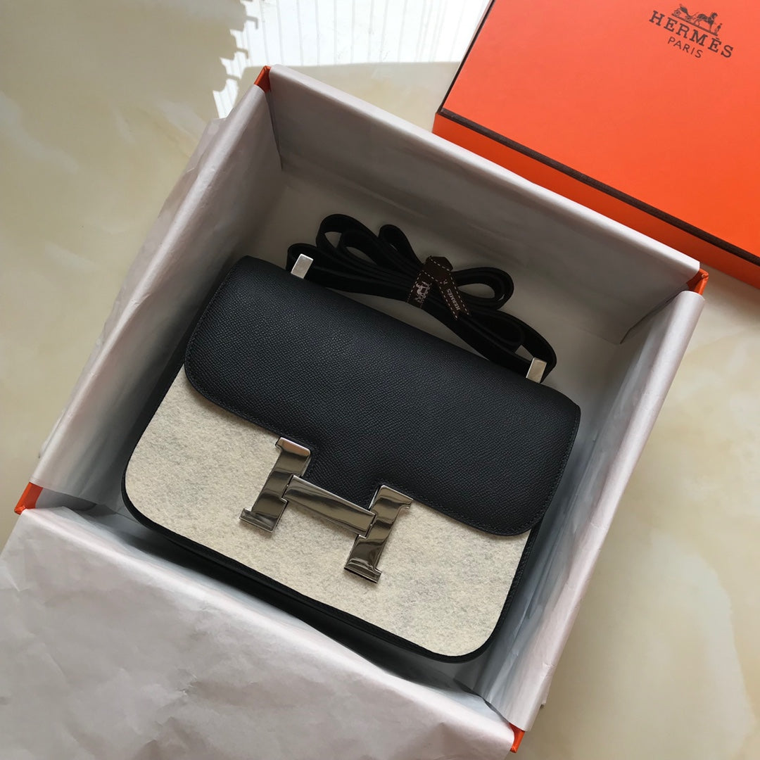 CONSTANCE 24CM EPSOM NOIR QUINCAILLERIE ARGENTÉE
