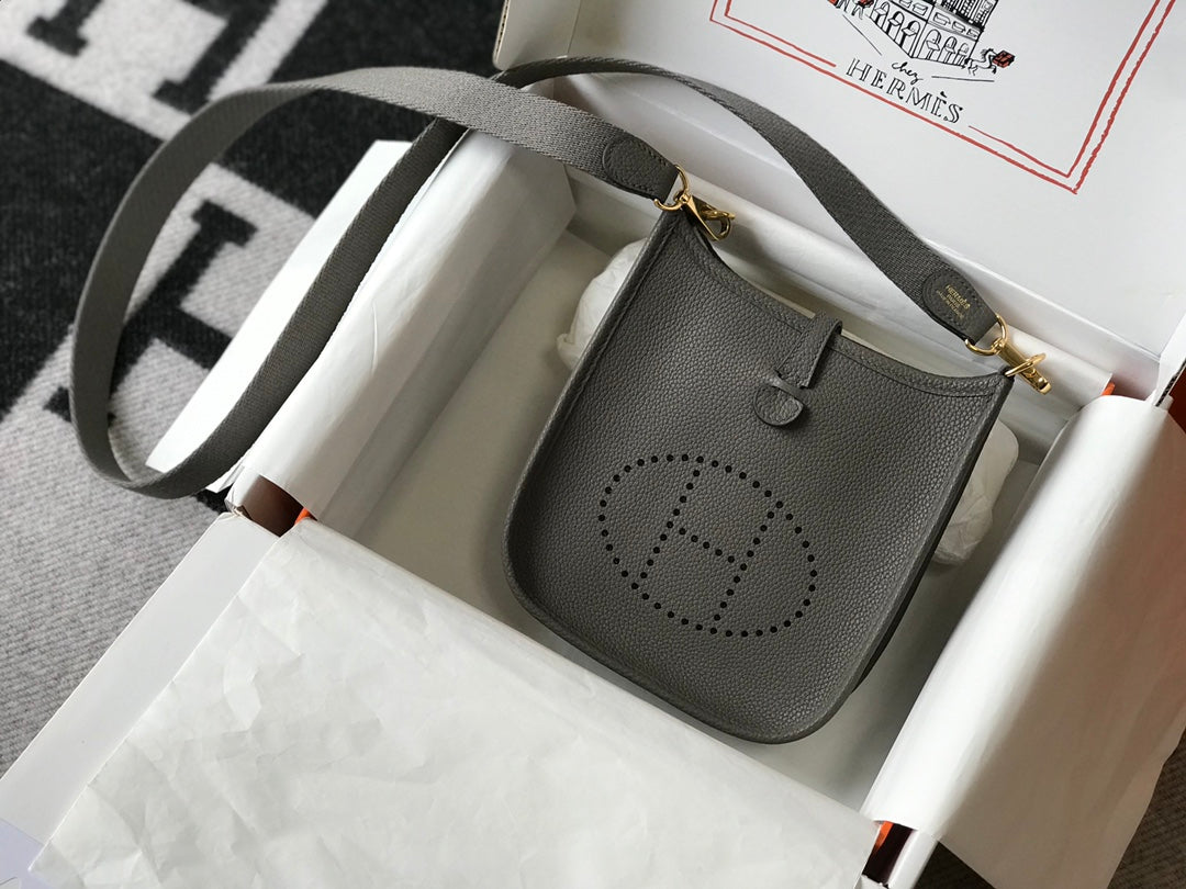 ミニ エブリン 18CM ダークグレー トーゴ GHW