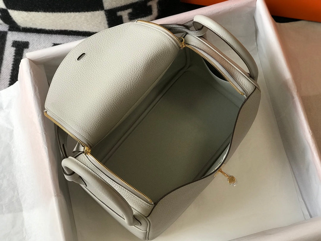 SAC HM LINDY 26 CUIR TAURILLON CLEMENCE CRÈME