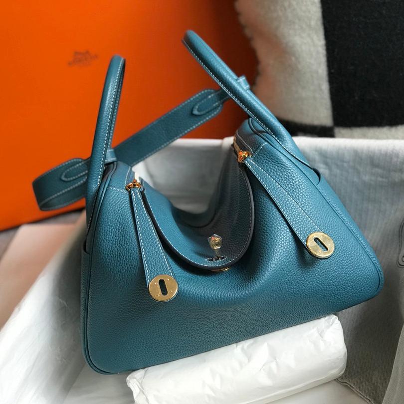 SAC HM LINDY 26 CUIR TAURILLON CLEMENCE SAPHIR