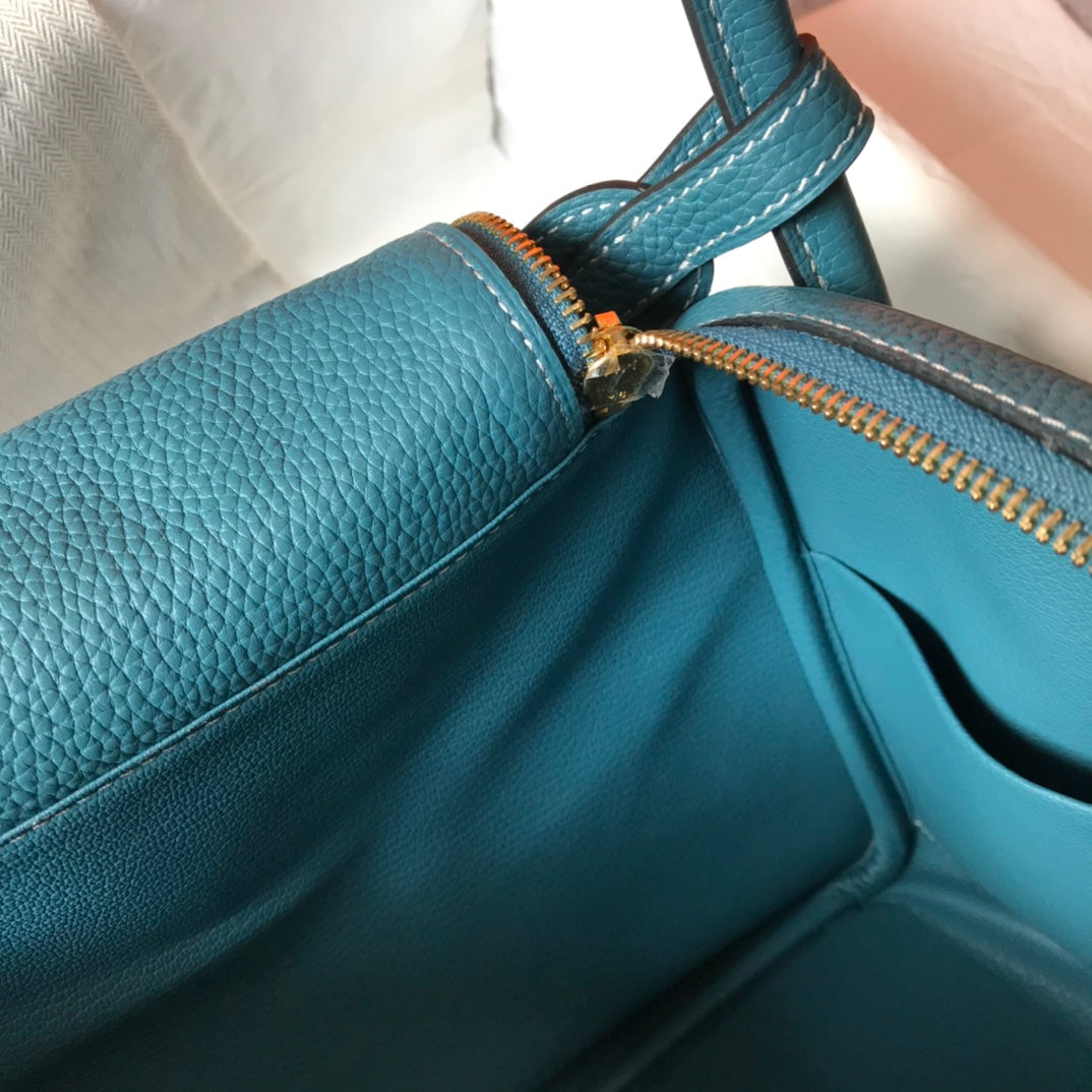 SAC HM LINDY 30 CUIR TAURILLON CLEMENCE SAPHIR