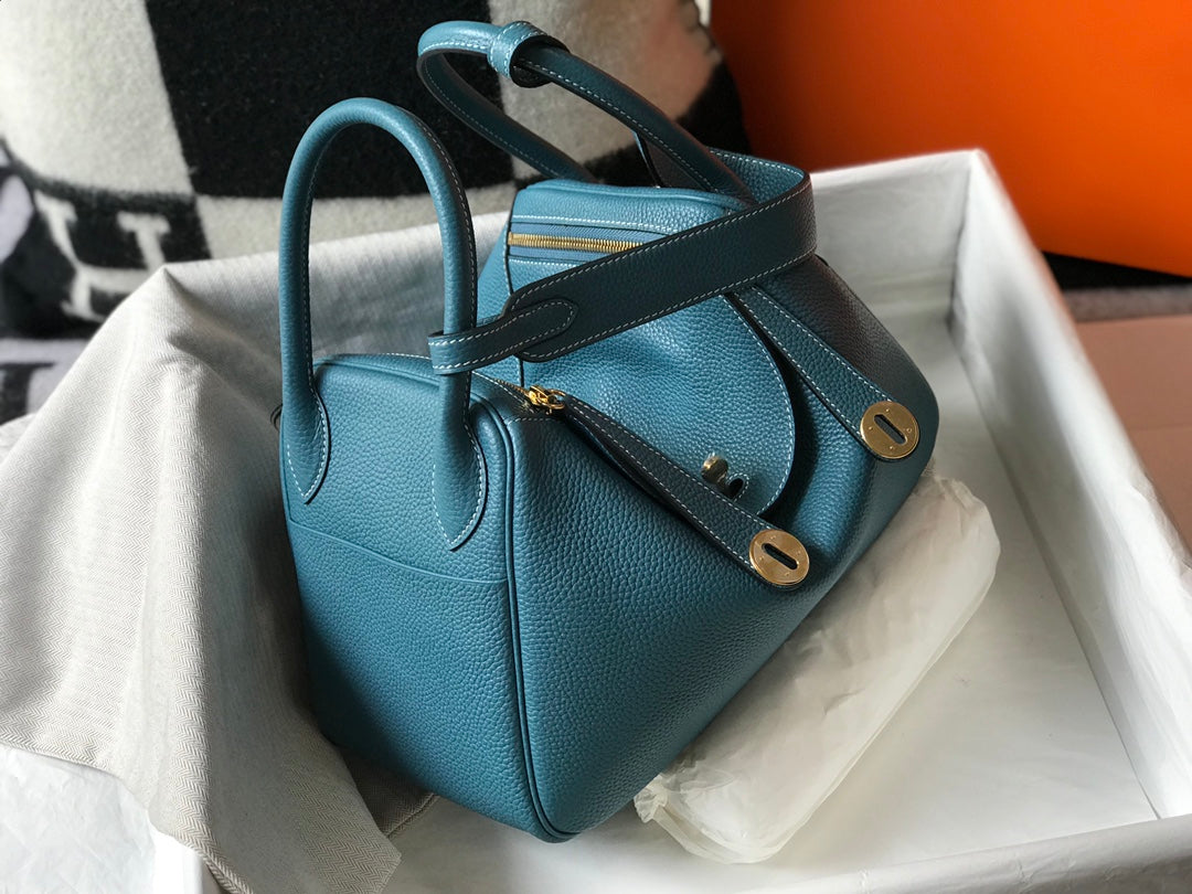 SAC HM LINDY 30 CUIR TAURILLON CLEMENCE SAPHIR