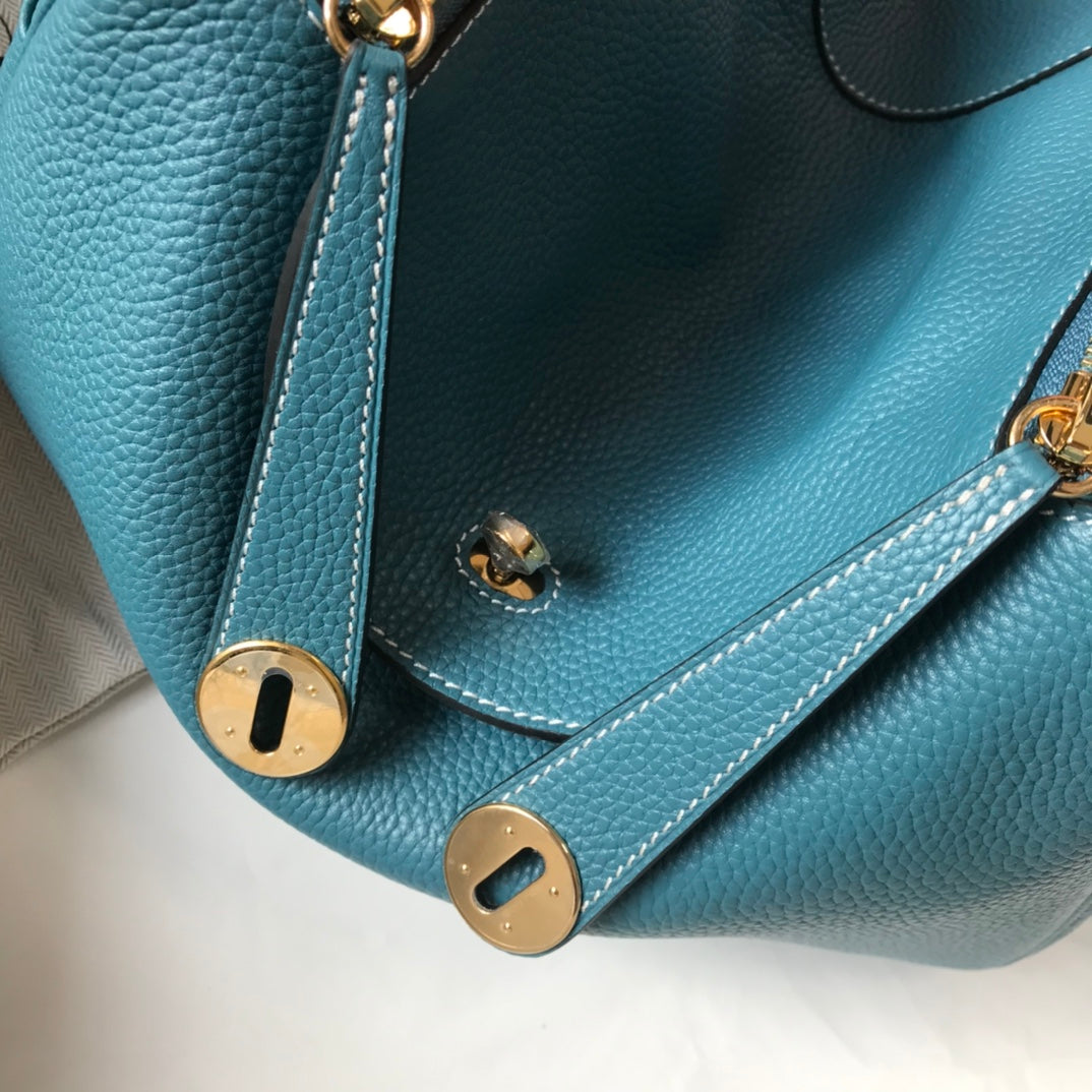 SAC HM LINDY 30 CUIR TAURILLON CLEMENCE SAPHIR