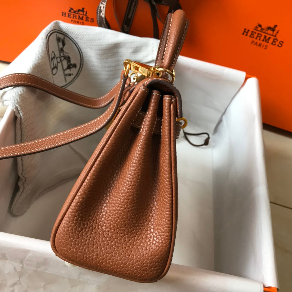 HM MINI KELLY 20CM CUIR TOGO DORÉ QUINCAILLERIE DORÉ