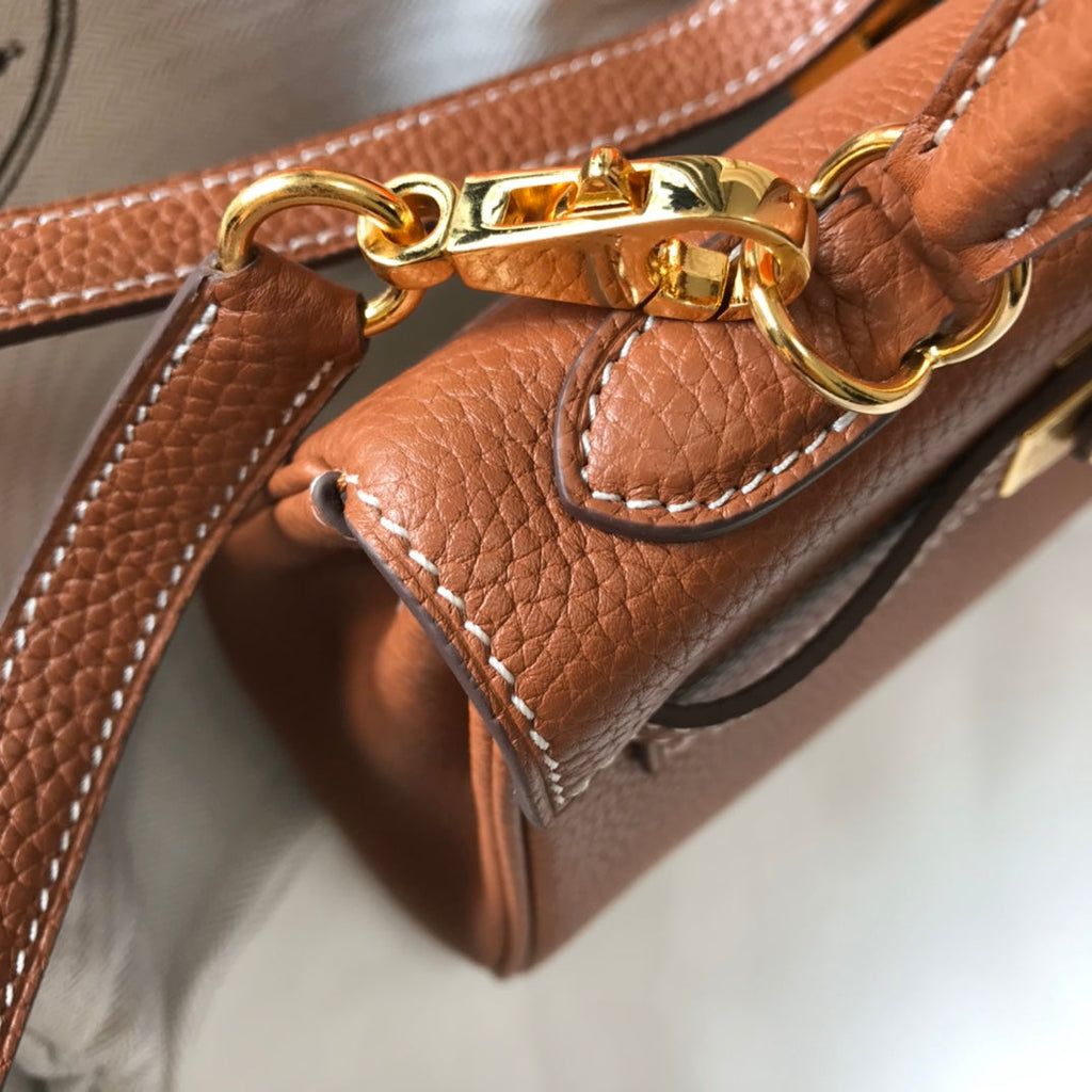 HM MINI KELLY 20CM CUIR TOGO DORÉ QUINCAILLERIE DORÉ