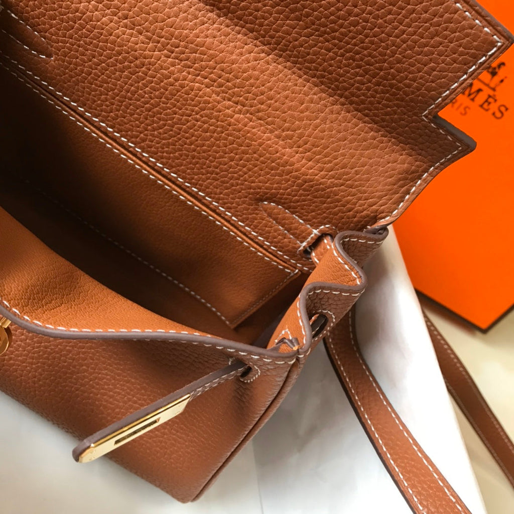 HM MINI KELLY 20CM CUIR TOGO DORÉ QUINCAILLERIE DORÉ