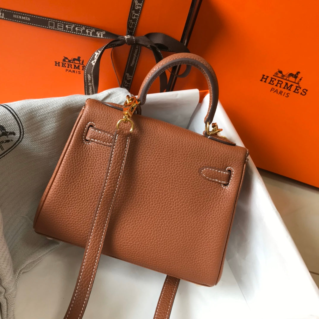 HM MINI KELLY 20CM CUIR TOGO DORÉ QUINCAILLERIE DORÉ