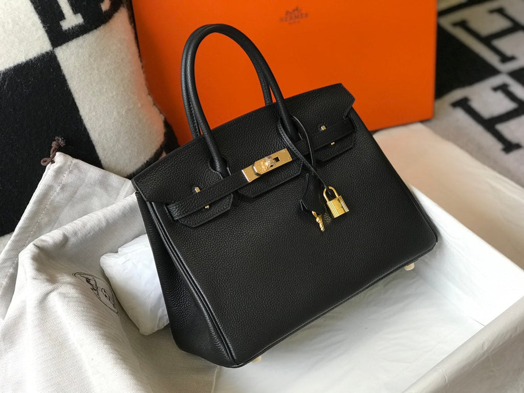 HM BIRKIN 30CM CUIR TOGO NOIR QUINCAILLERIE DORÉ