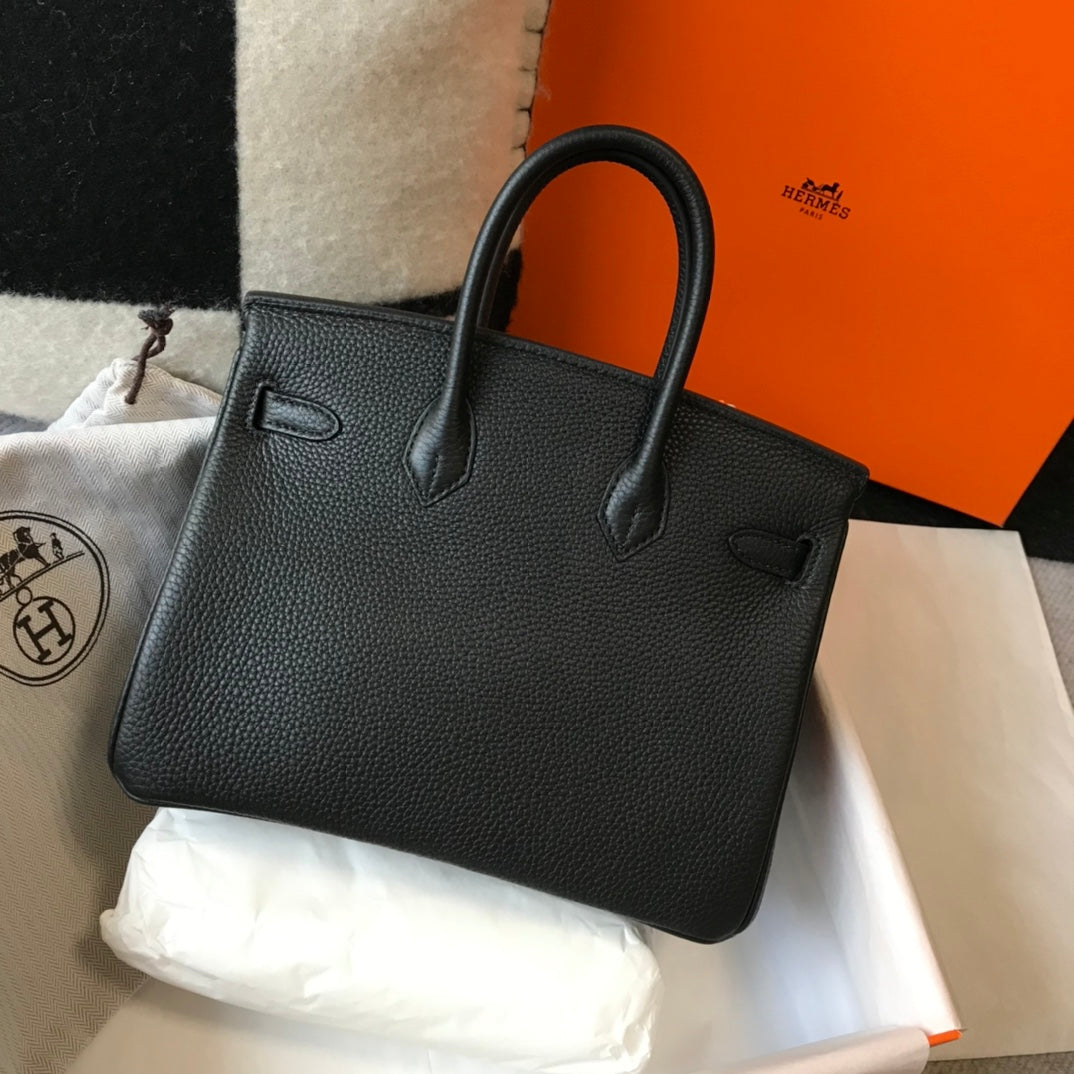 HM BIRKIN 30CM CUIR TOGO NOIR QUINCAILLERIE ARGENTÉE