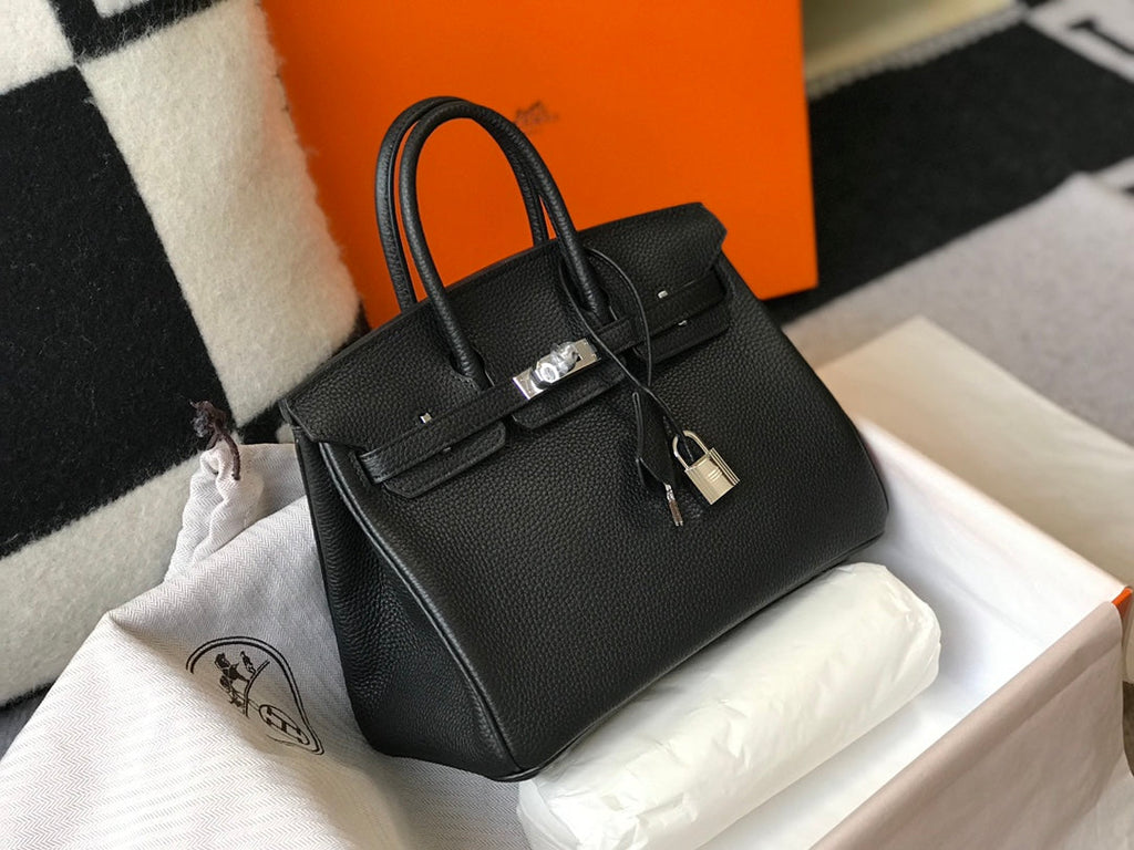 HM BIRKIN 30CM CUIR TOGO NOIR QUINCAILLERIE ARGENTÉE