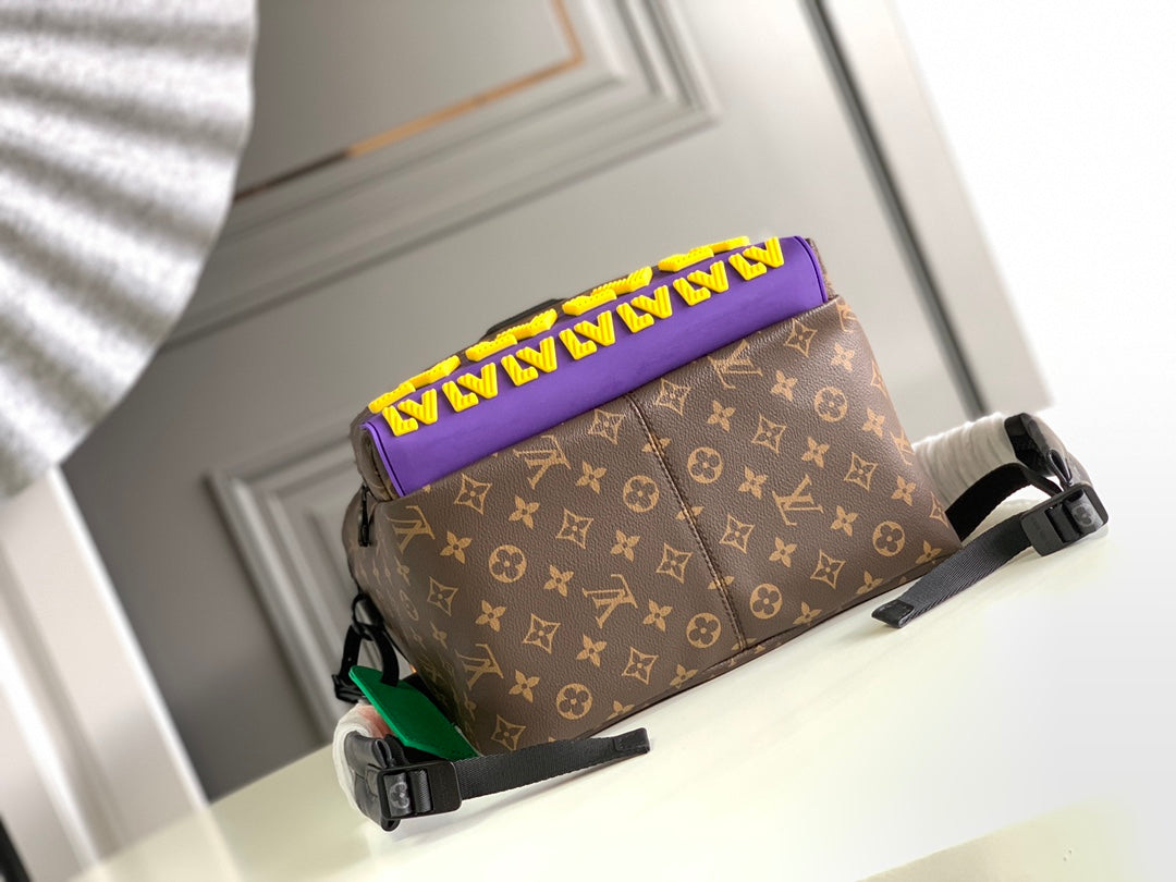 SAC À DOS DISCOVERY 40 EN TOILE MONOGRAMME MARRON LOGO CAOUTCHOUC