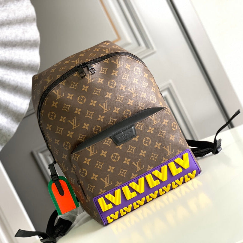 SAC À DOS DISCOVERY 40 EN TOILE MONOGRAMME MARRON LOGO CAOUTCHOUC