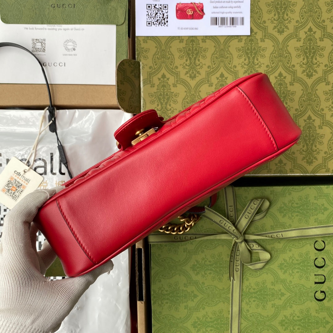 GG MARMONT 26CM CUIR DE VEAU ROUGE QUINCAILLERIE DORÉ