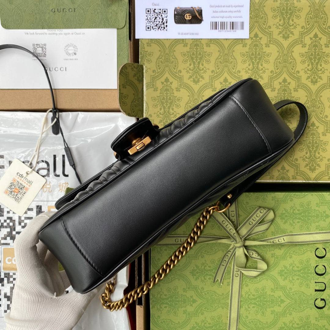 GG MARMONT 26CM CUIR DE VEAU NOIR QUINCAILLERIE DORÉ
