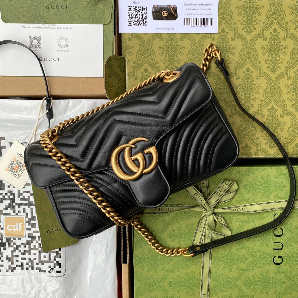 GG MARMONT 26CM CUIR DE VEAU NOIR QUINCAILLERIE DORÉ