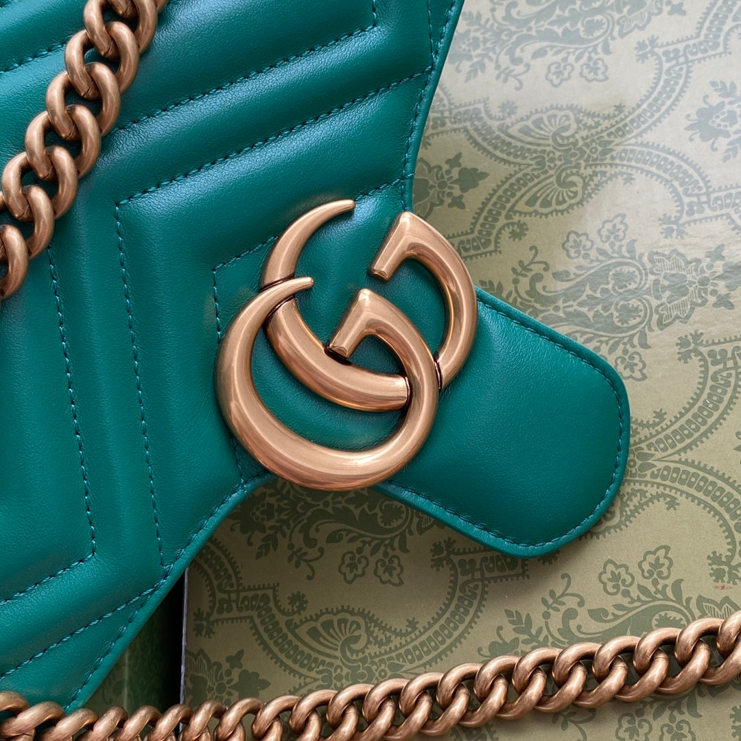 GG MARMONT 26CM CUIR DE VEAU VERT QUINCAILLERIE DORÉ