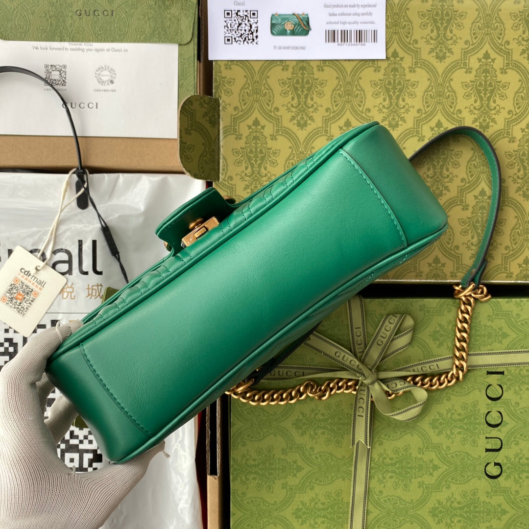 GG MARMONT 26CM CUIR DE VEAU VERT QUINCAILLERIE DORÉ