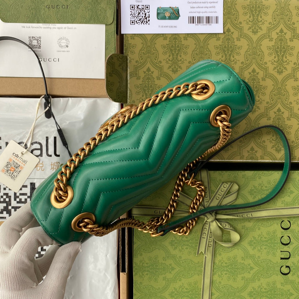 GG MARMONT 26CM CUIR DE VEAU VERT QUINCAILLERIE DORÉ