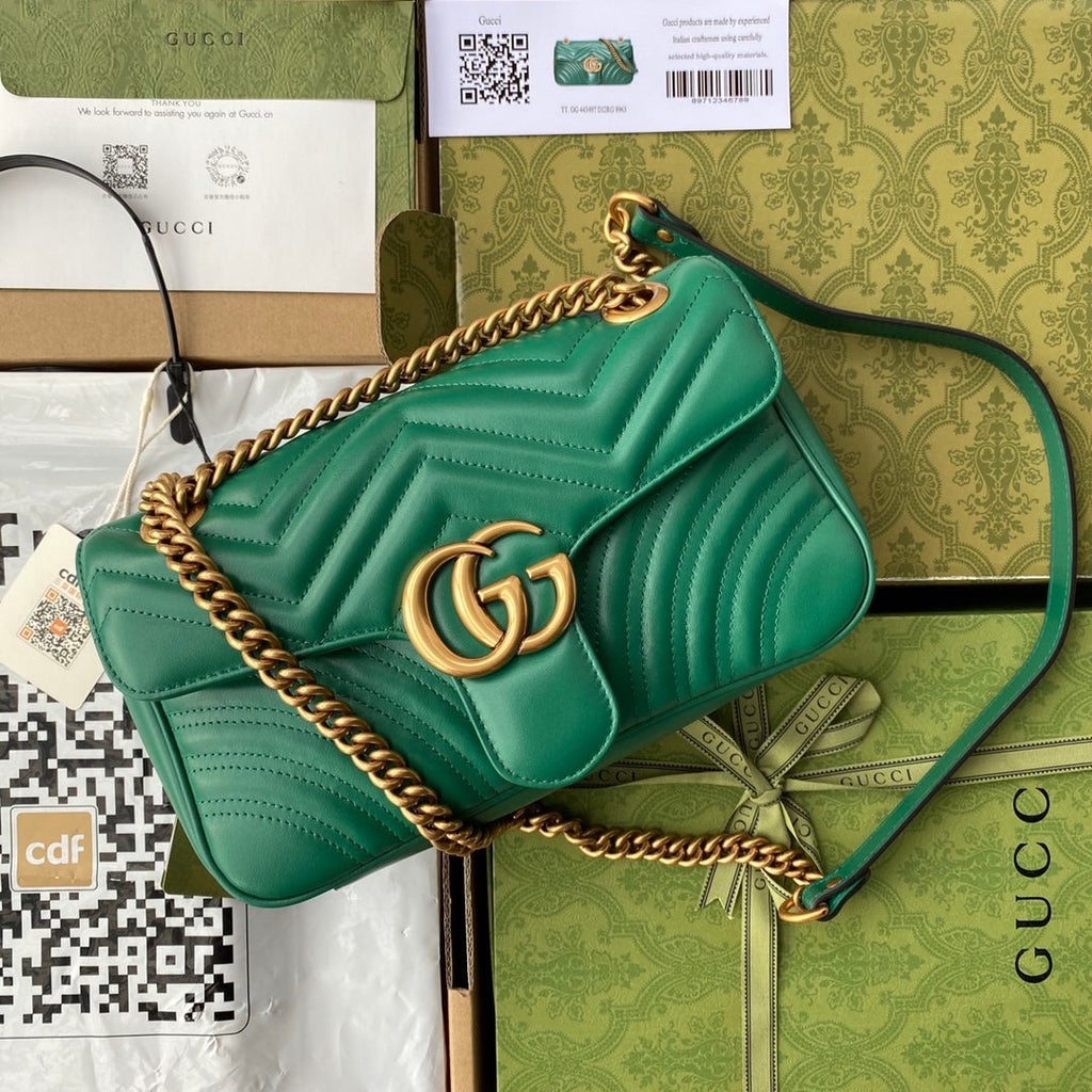 GG MARMONT 26CM CUIR DE VEAU VERT QUINCAILLERIE DORÉ