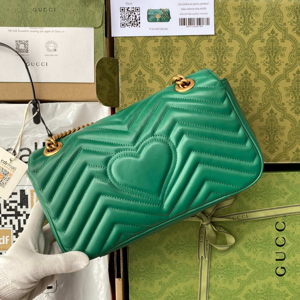 GG MARMONT 26CM CUIR DE VEAU VERT QUINCAILLERIE DORÉ