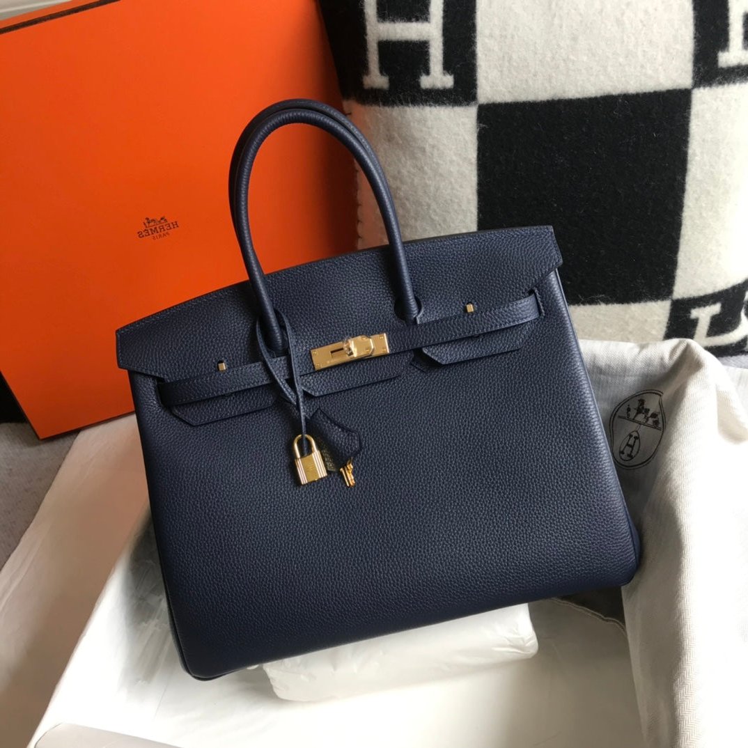 HM バーキン 35cm バッグ ネイビー トゴ ゴールド金具