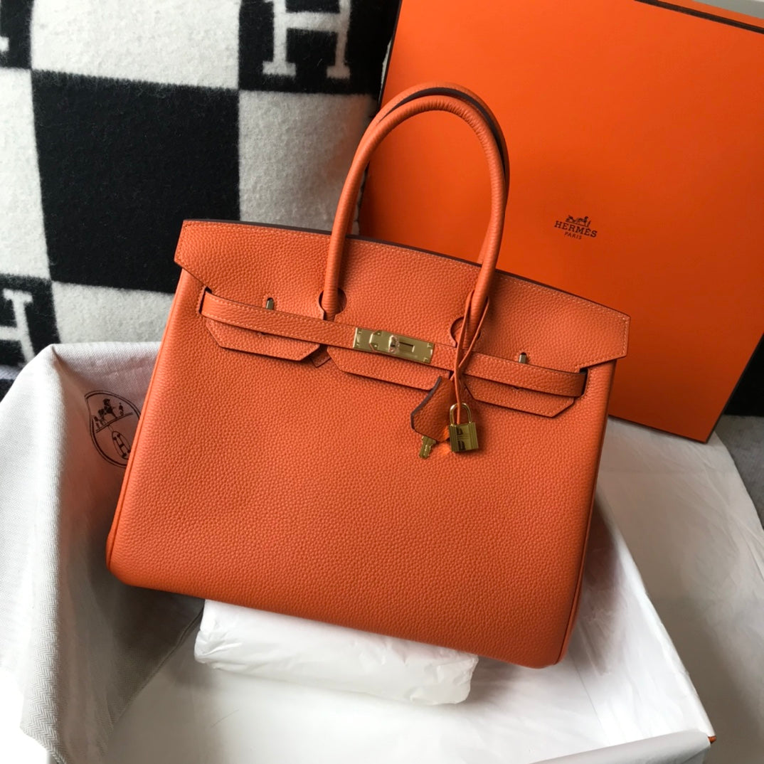 HM バーキン 35cm バッグ オレンジ トゴ ゴールド金具