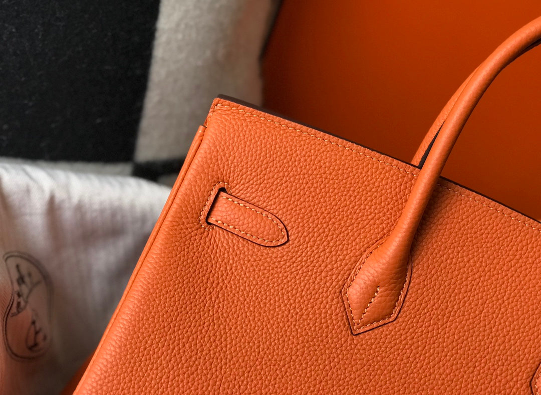 SAC HM BIRKIN 35 CM ORANGE TOGO QUINCAILLERIE DORÉE
