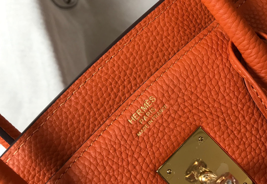 SAC HM BIRKIN 35 CM ORANGE TOGO QUINCAILLERIE DORÉE