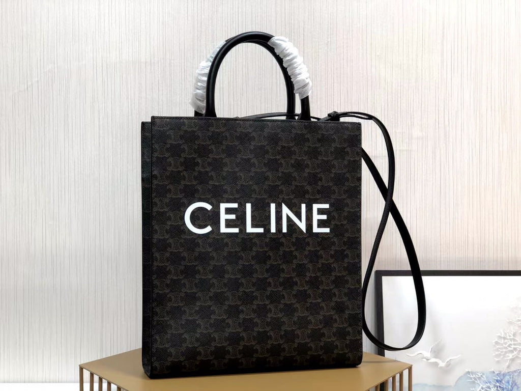 SMALL VERTICAL CABAS 28CM ALL BLACK TRIOMPHE CANVAS