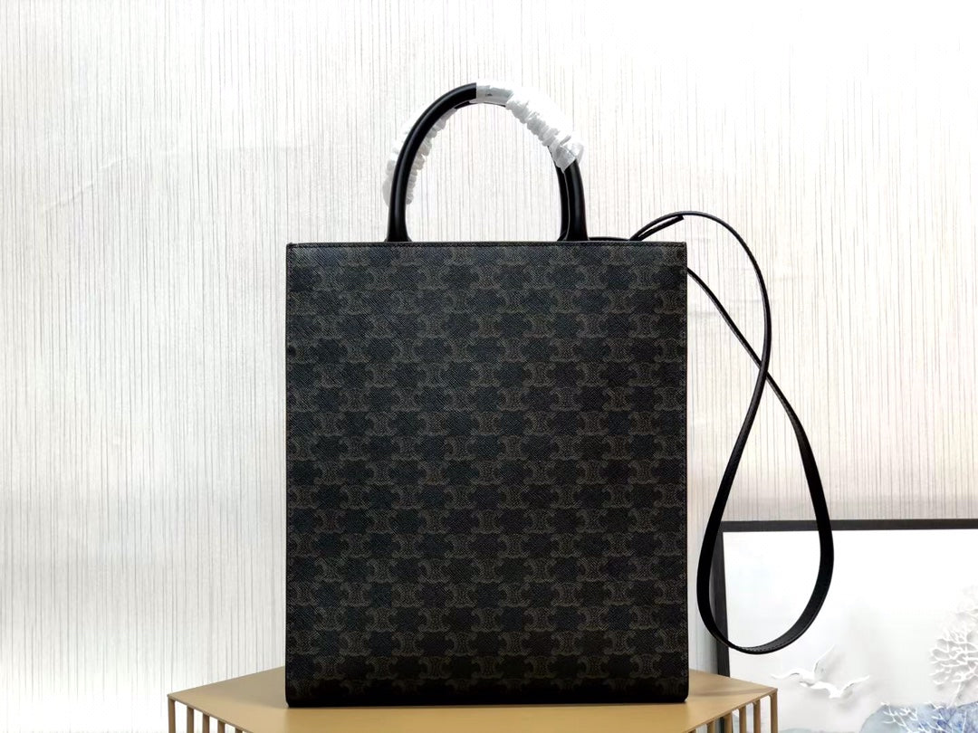 SMALL VERTICAL CABAS 28CM ALL BLACK TRIOMPHE CANVAS