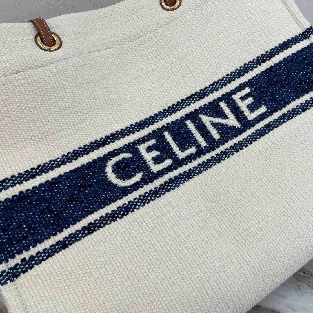 SAC CABAS EN TOILE 43 BLANC/BLEU MARINE DENIM