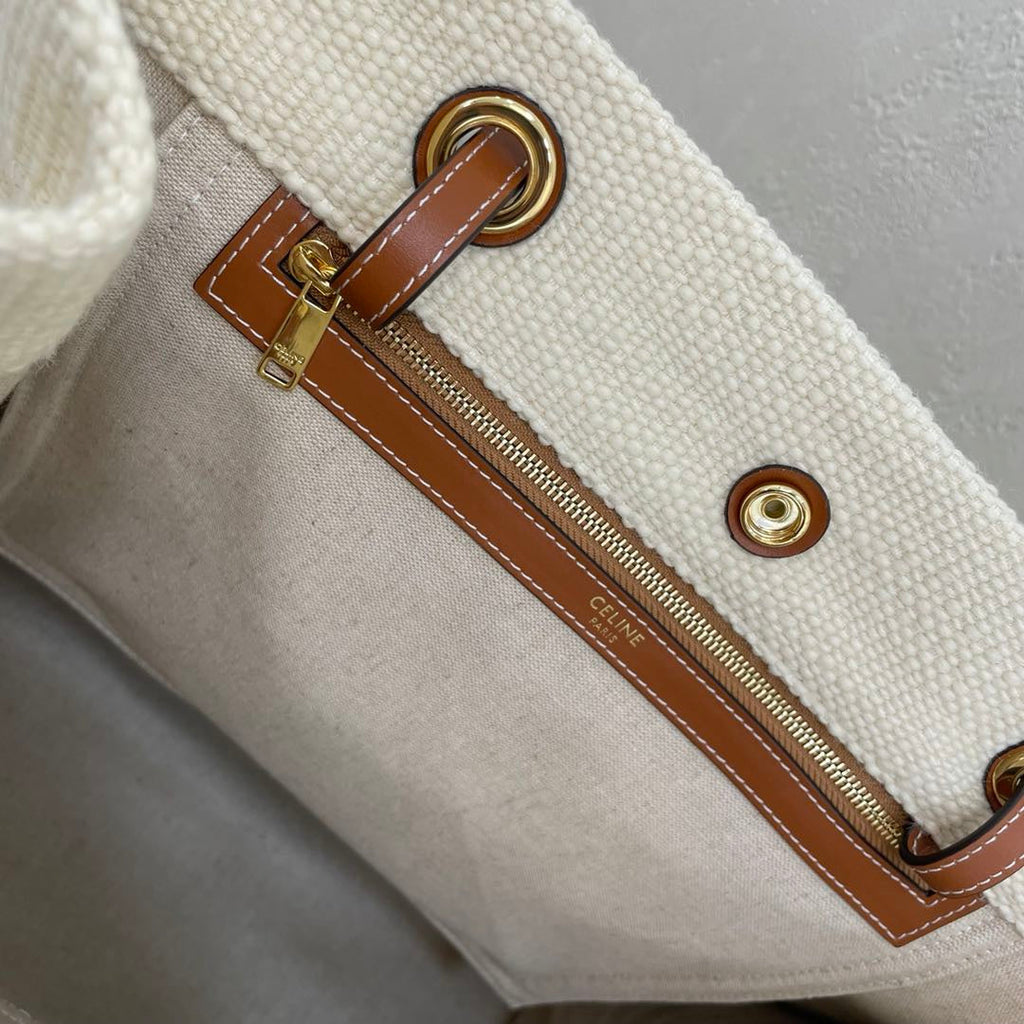 SAC CABAS EN TOILE 43 BLANC/BLEU MARINE DENIM