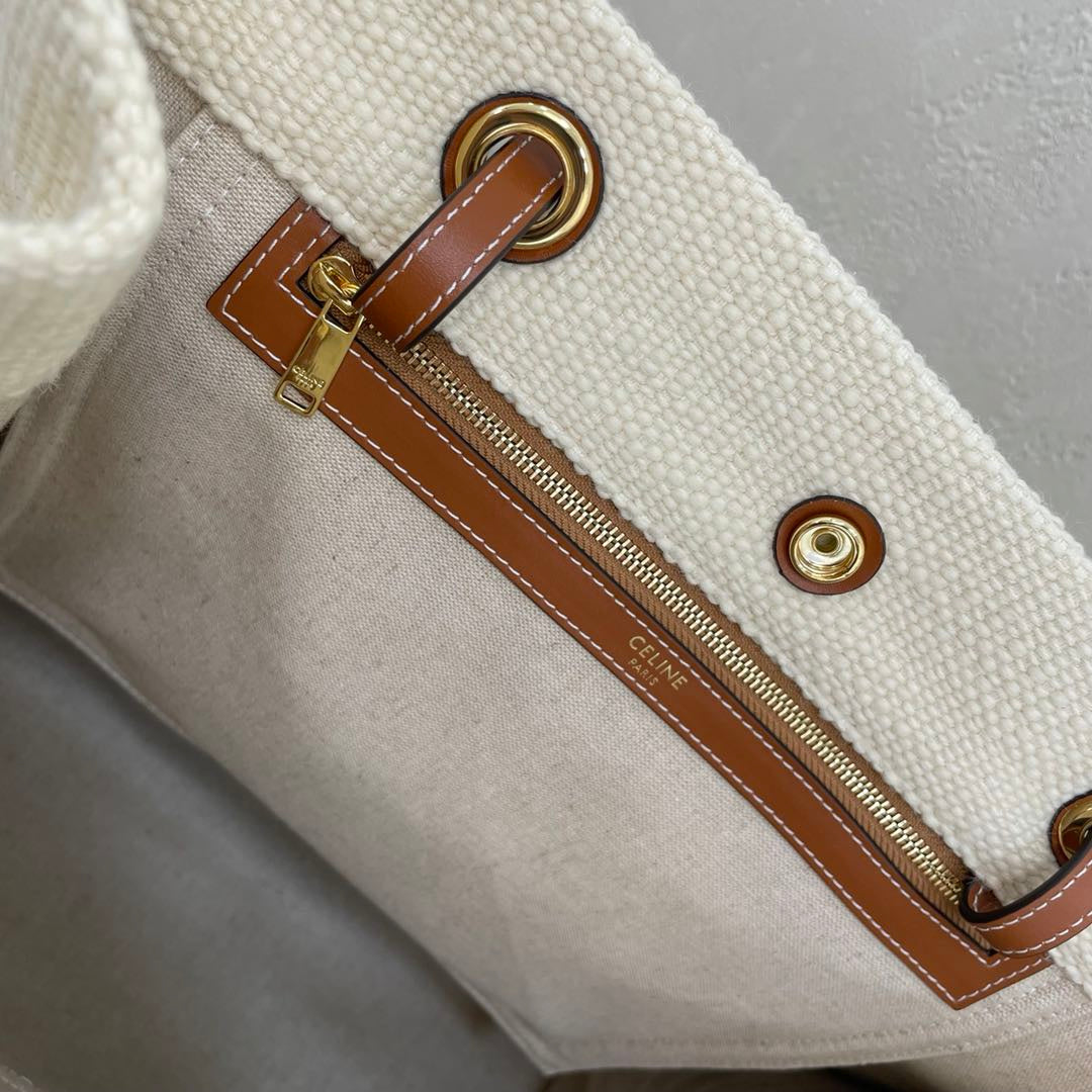 SAC CABAS EN TOILE 43 BLANC/BLEU MARINE DENIM