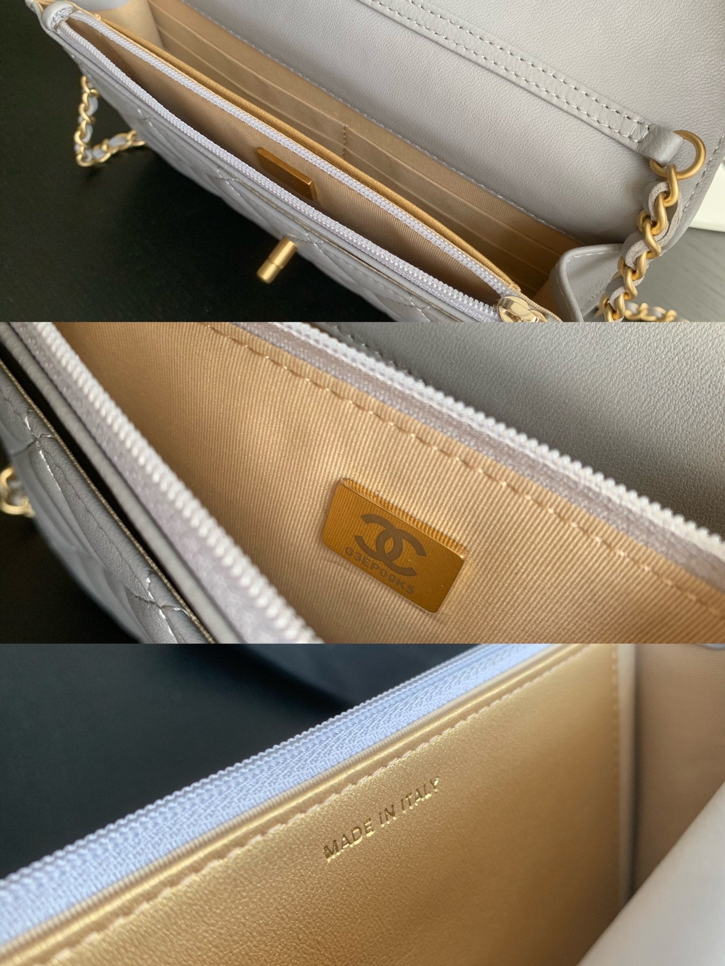 WOC CLASSIQUE 19CM CUIR D'AGNEAU BLANC QUINCAILLERIE DORÉ