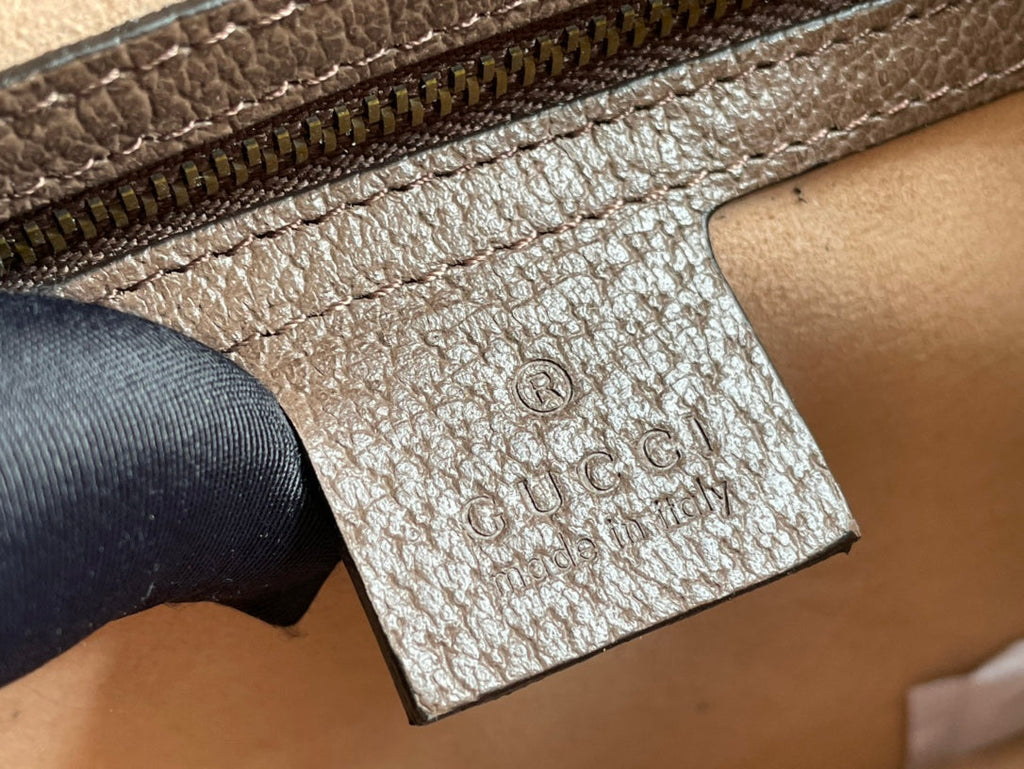 SAC À MAIN GG MINI 25 EN TOILE BEIGE ET CUIR DE VEAU MARRON
