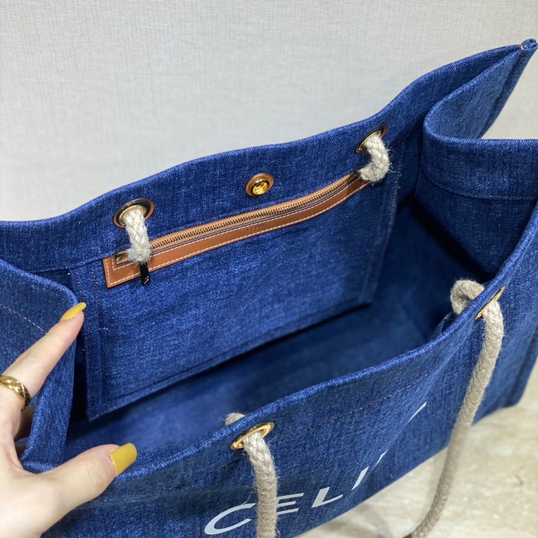 SAC CABAS EN TOILE 43 BLEU MARINE DENIM