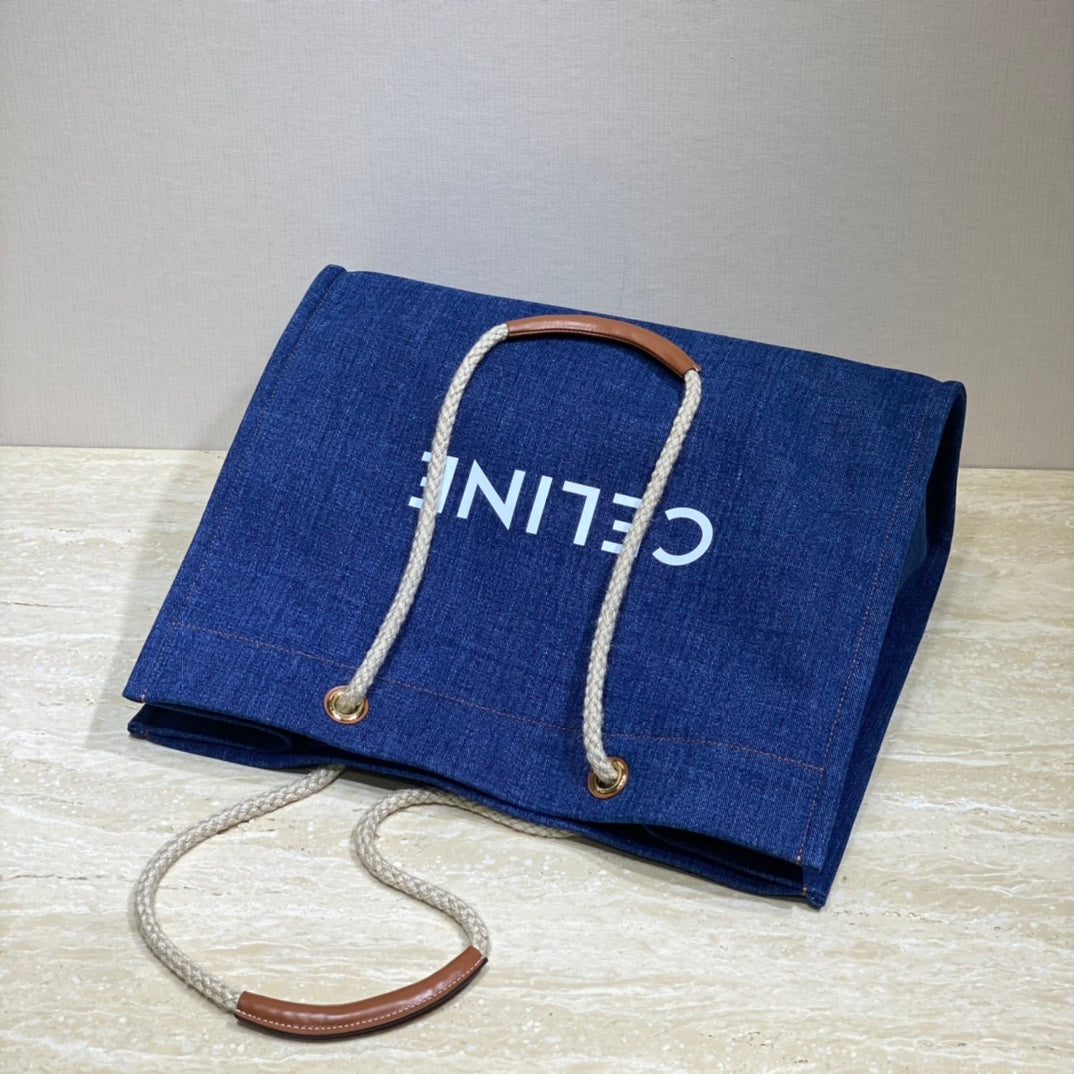 SAC CABAS EN TOILE 43 BLEU MARINE DENIM