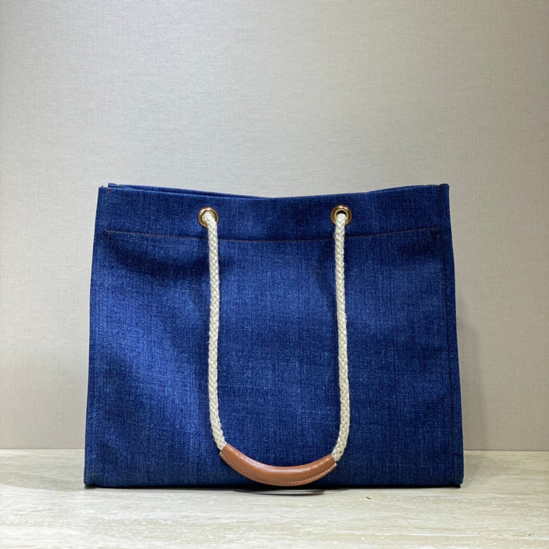 SAC CABAS EN TOILE 43 BLEU MARINE DENIM