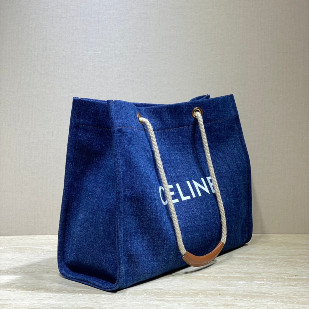 SAC CABAS EN TOILE 43 BLEU MARINE DENIM